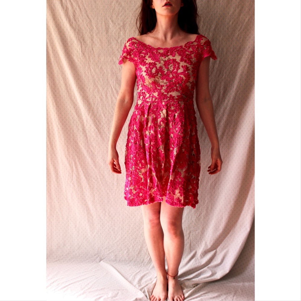 Pink lined lace dress